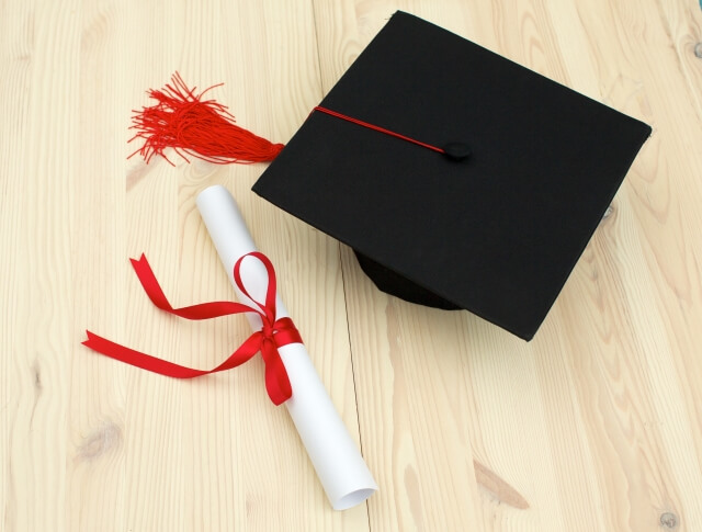 角帽と卒業証書
